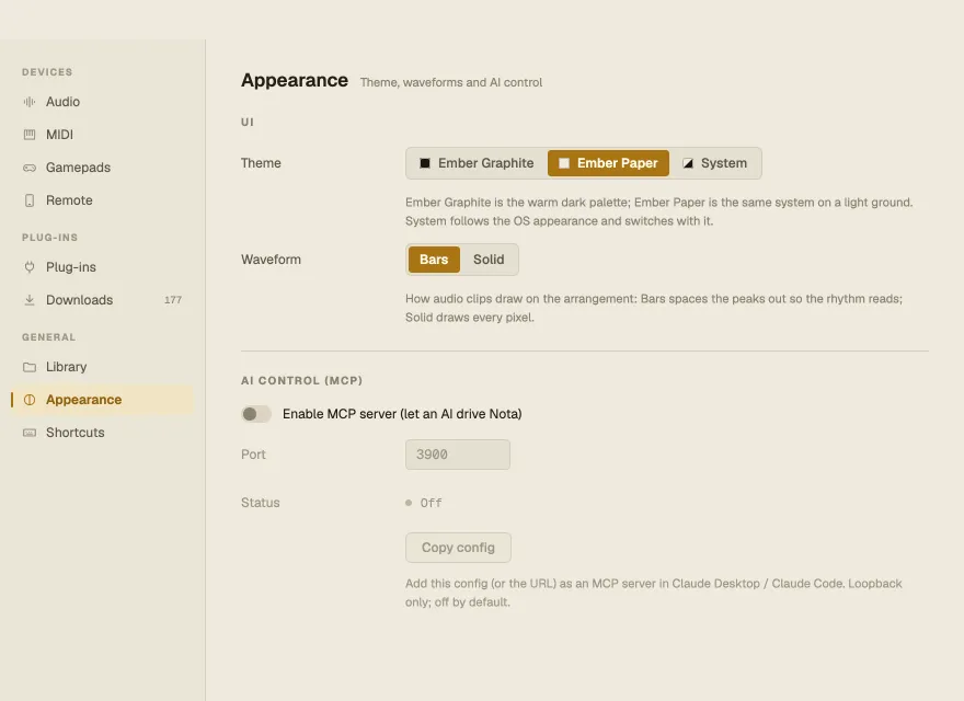 Settings ▸ Appearance