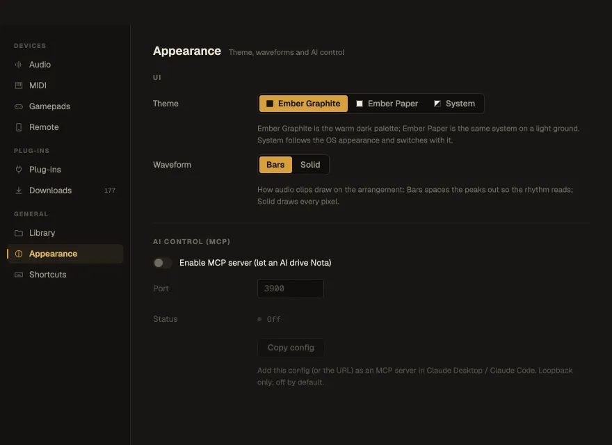 Settings ▸ Appearance
