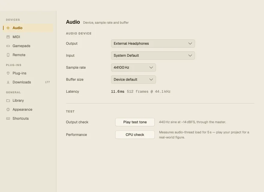 Settings ▸ Audio