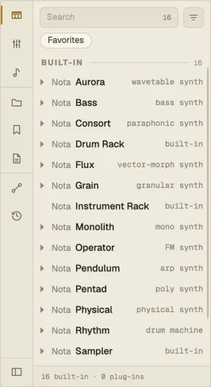 The browser, Instruments tab