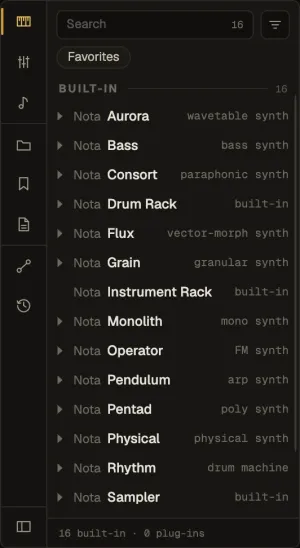 The browser, Instruments tab