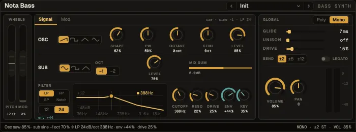 Nota Bass, Signal tab