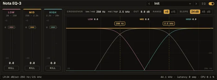 Nota EQ-3 with three band strips and the response window