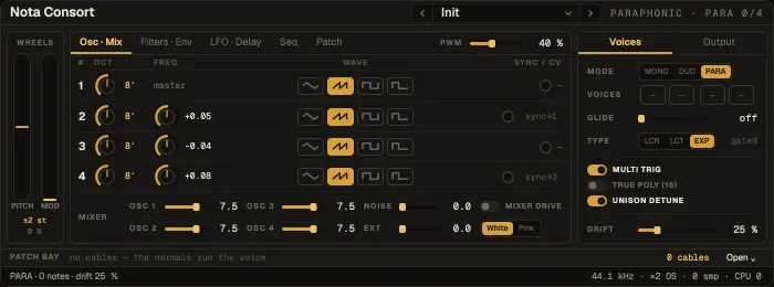 Nota Consort, Osc · Mix tab