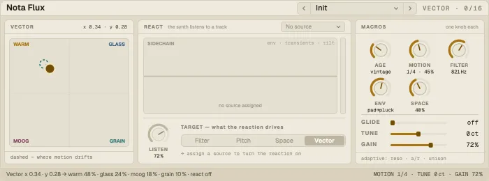Nota Flux: the vector pad, React and the macros
