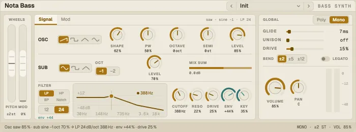 Nota Bass, Signal tab