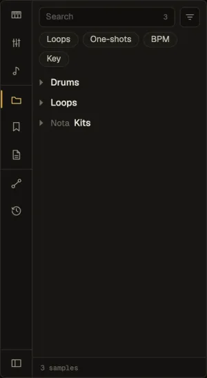 The Files tab with filter chips and folders