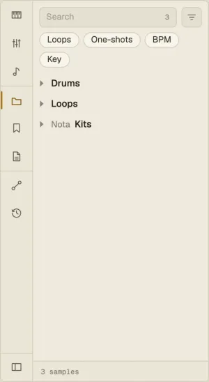 The Files tab with filter chips and folders