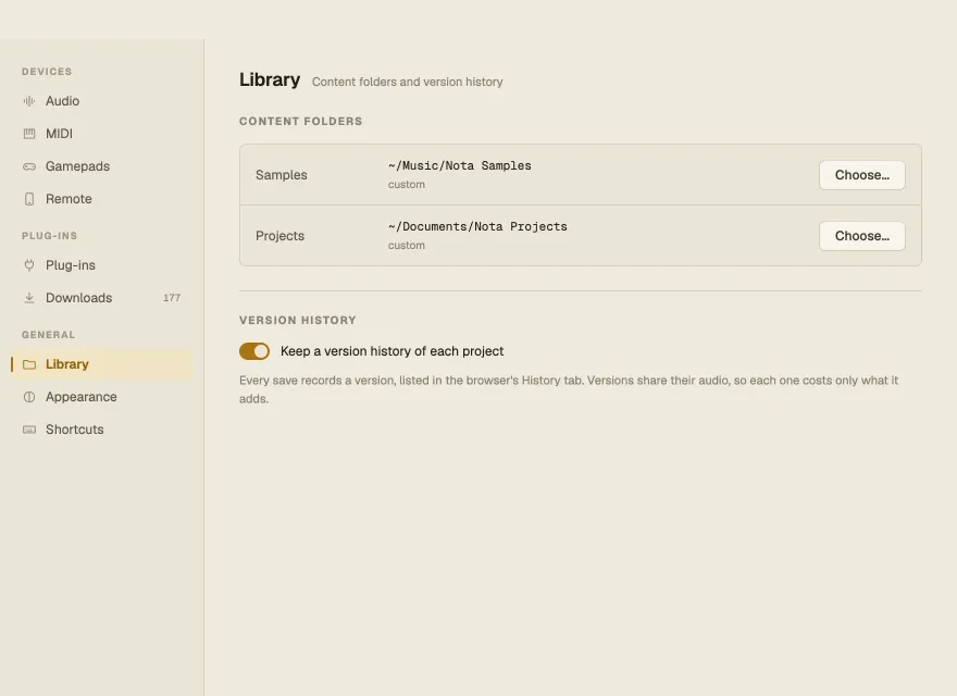 Settings ▸ Library
