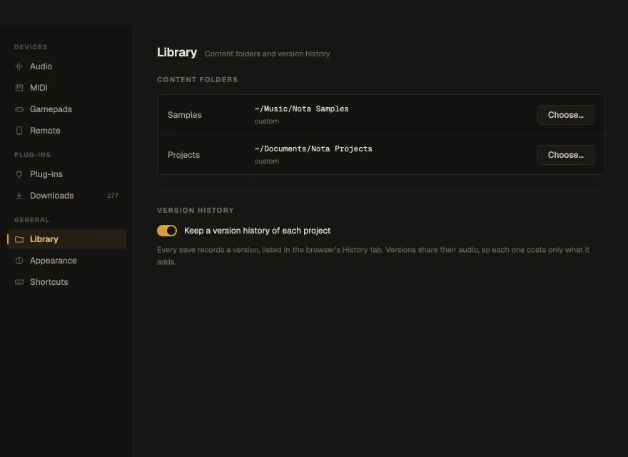 Settings ▸ Library