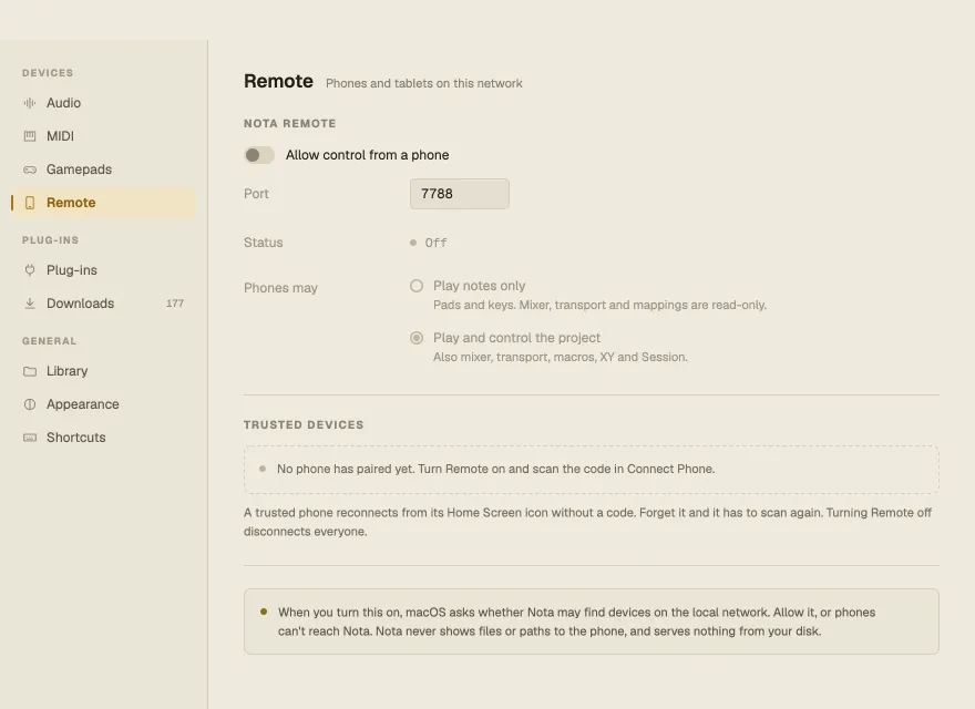 Settings ▸ Remote