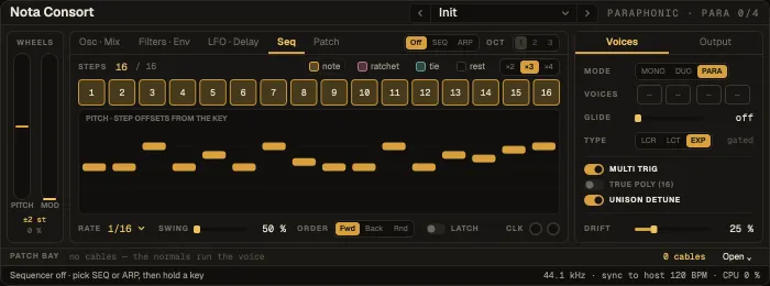 Nota Consort, Seq tab