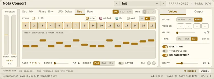 Nota Consort, Seq tab