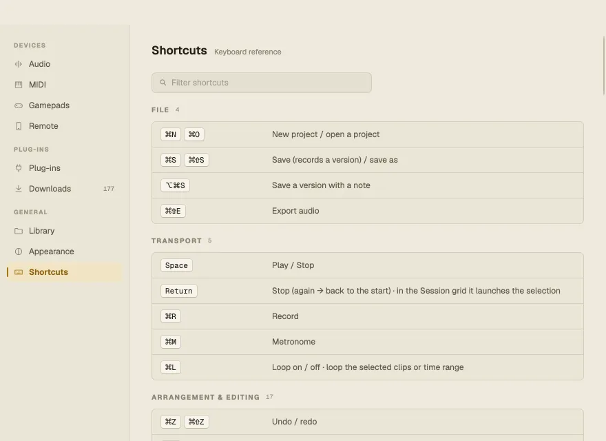 Settings ▸ Shortcuts