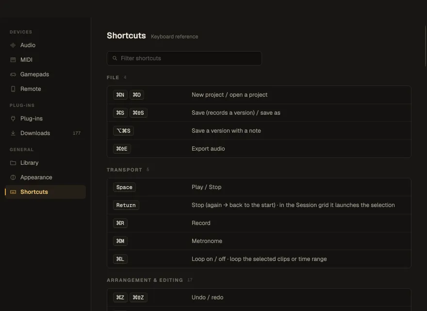 Settings ▸ Shortcuts