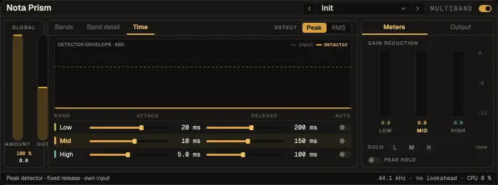 Nota Prism, Time tab